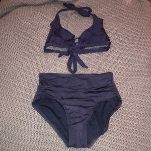 High waisted bikini bottoms with matching top